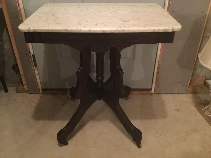 Victorian carved marble top side table