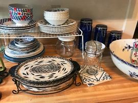 The blue plates and matching bowls on the right side of the shelf are J&G Meakin. Found the blue antique tiles way back in a bottom drawer!