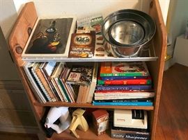 Interesting cookbooks from Europe and other areas. Unique set of cheesecake pans in 5 graduated sizes.