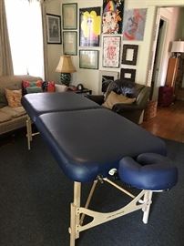 Fold up, adjustable massage table. Includes carry case.
