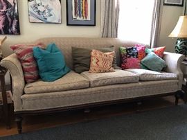 Wonderful vintage couch with feather cushions. The pillows are made with feather too!