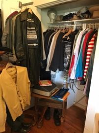 Lots of great coats, shirts (size XL), vintage boots and shoes and much more!