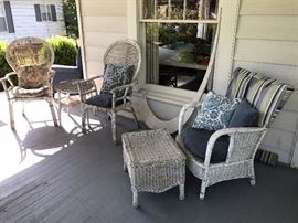 There is a very nice, sturdy wicker furniture set that would be perfect for any porch!.