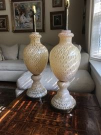 Pair Italian hand blown lamps