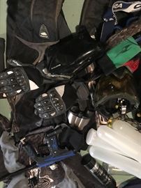 Paintball gloves, containers, gun, pant, shirt, goggles, barrel spire hopper, etc