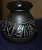 Black on black Indian pottery