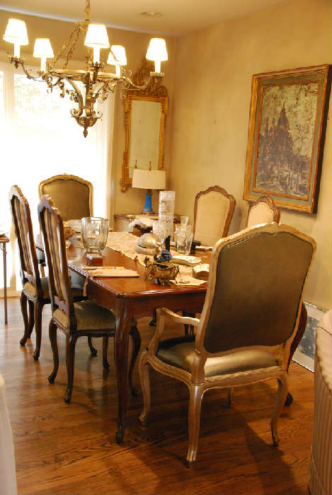19th Century Louis XVI Dining Set and Chandelier