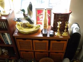 Duck Lamp, cabinet with drawers. 