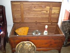 Cedar chest, bowling pin and Cheese head.