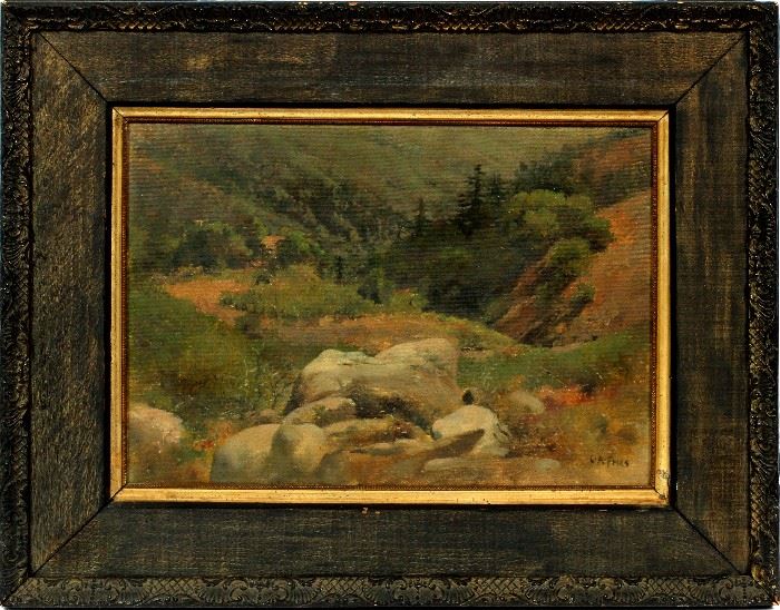 2011 - CHARLES ARTHUR FRIES (USA 1854-1940), OIL ON CANVAS, H 13 .5", W 20", "ON PALIMAR MOUNTAIN"