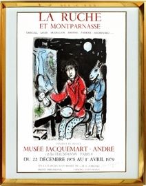 2045 - MARC CHAGALL, INK SIGNED POSTER, COLOR LITHOGRAPH, "LA RUCHE ET MONTPARNASSE", 1979, H 27", W 19"