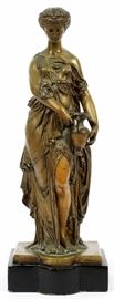 2068 - TIFFANY & CO. BRONZE SCULPTURE, H 14.25", STANDING YOUNG WOMAN