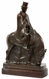 2063 - WARREN WHEELOCK (USA 1880-1960), BRONZE, 1939, H 21", LINCOLN ON HORSE