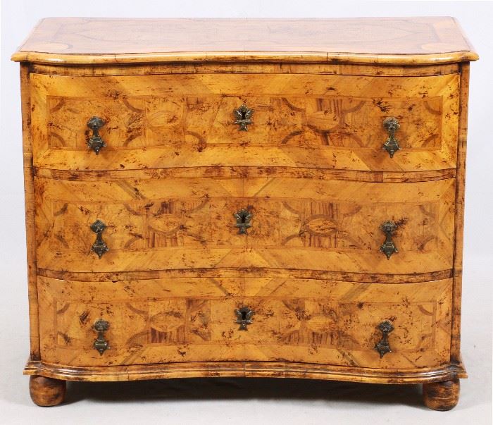 1074 - ITALIAN FRUITWOOD 3 DRAWER CHEST, H 31", W 39", D 20"