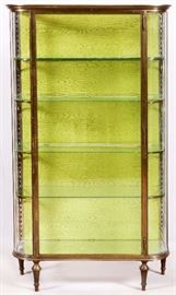 1183 - FRENCH STYLE BRASS CURIO CABINET, H 69", W 40", D 15.5"
