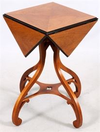 1403 - BAKER FURNITURE CO. SMALL SQUARE TABLE, DROP LEAVES, W 18"