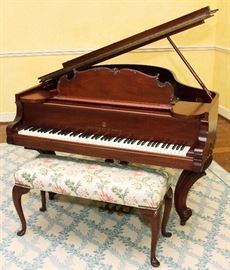 2246 - STEINWAY & SONS MAHOGANY GRAND PIANO AND BENCH, 1908, H 38", W 71", D 70"