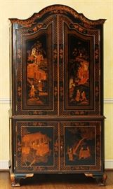 2260 - PAINTED AND LACQUERED LIQUOR CABINET, H 84", W 44", D 24"