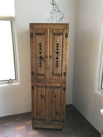Rustic cabinet, Paul Gershowitz wire sculpture