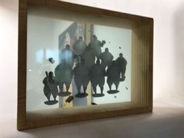 Julie Speed reverse painting on 11 sheets of glass