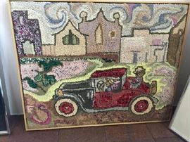 Dorothy Strauser Red Jalopy hooked nylon