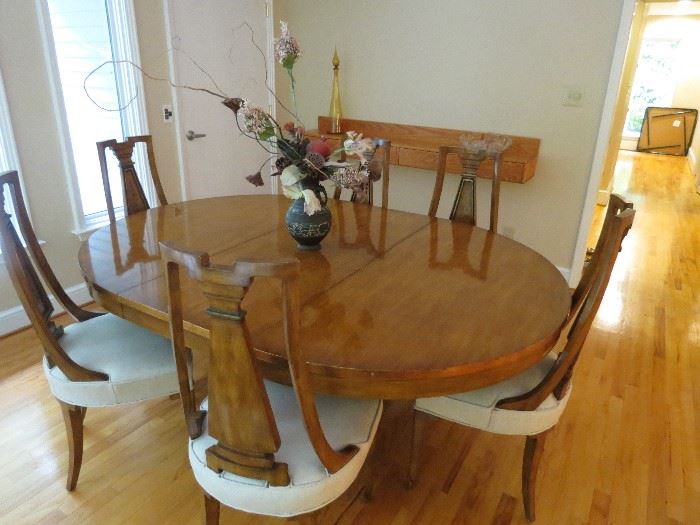 High end dining room table and chairs.