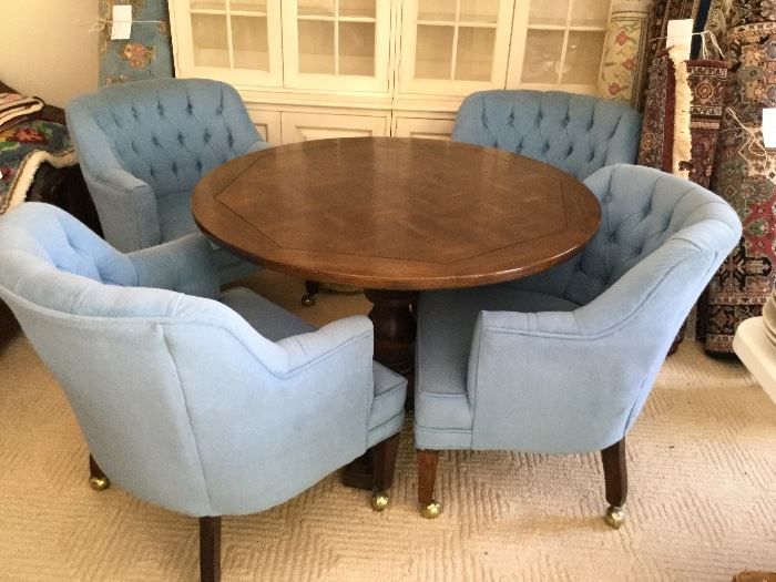 Game table with 4 upholstered chairs