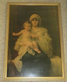 1910 Madonna and Child framed color print by German Artist Nathaniel Sichel
