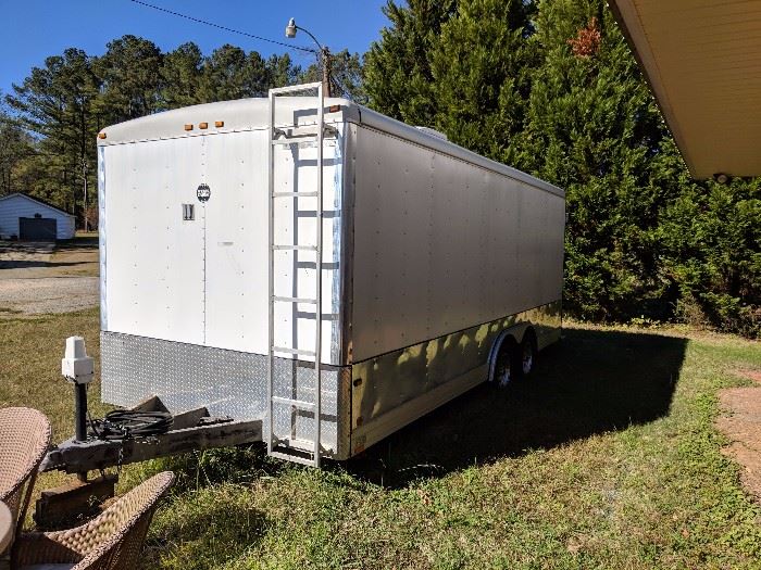 2003 Wells Cargo Trailer 8x20 CVWR Model 7700  Air conditioned with side canopy!