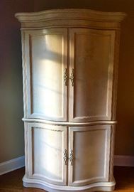 Stanley Ivory Burl Wood Entertainment/Armoire with drawers