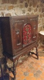Carved wood Victorian music cabinet