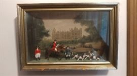 RARE Fox hunting scene diorama with lead figures