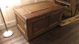 Antique hammered brass trunk