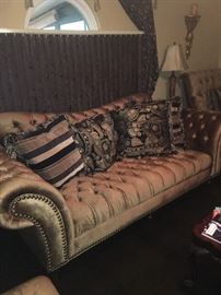 Brown silk fabric sofa