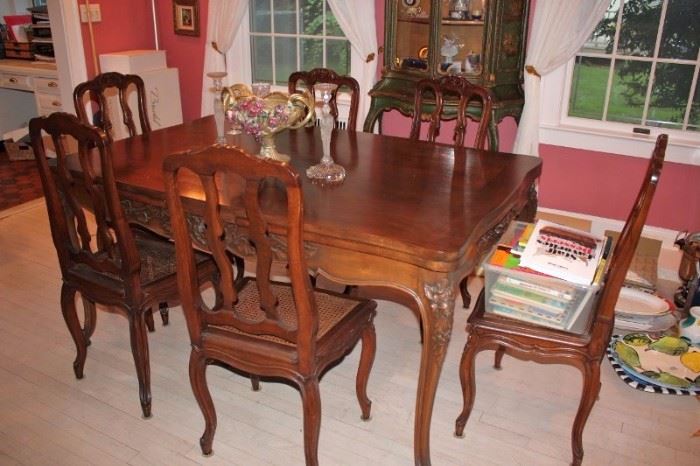 Country French Dining Room Table with 6 Chairs