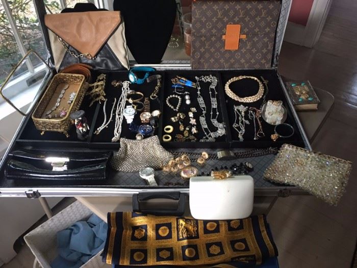 Costume Jewelry with Evening Bags and Jewelry Box