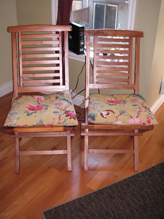 2 folding teak chairs