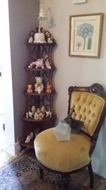 VICTORIAN CHAIR & CORNER SHELF