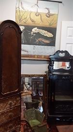Jung Koch Quentell Vintage Wall Chart, Victorian ebony curio cabinet