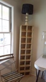 PRIMITIVE WOOD FARM SHELF & ANTIQUE FRENCH BISTRO FOLDING GARDEN CHAIR