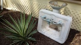 OLD CAST IRON PEDESTAL SINK