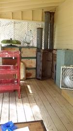 VINTAGE NAIL BIN, DUCTS, STEAMER TRUNKS