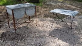 OLD DOUBLE WASH TUB & DRYING TABLE