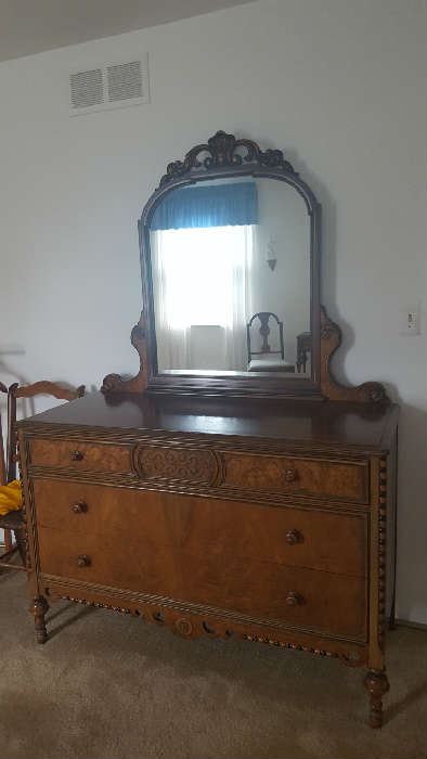 Antique dresser with mirror   $250