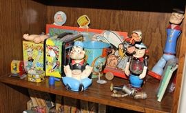 Many rare Popeye collectible toys