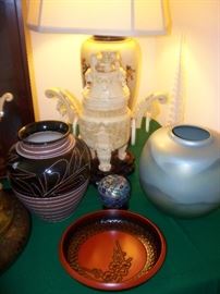 Ivory - Japanese Vases, Bowls, Cloisonne, Oriental Lamp.....
