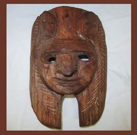 Crudely Carved Wooden Mask 