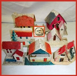 Collection of Putz Christmas Cardboard Houses Made in Japan 