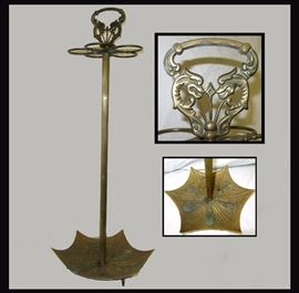 Very Nice Brass Umbrella Stand with Fish Handle 