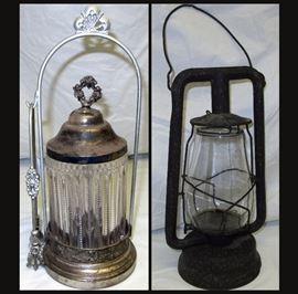 Vintage Pickle Castor and Vintage Lantern Marked New York 